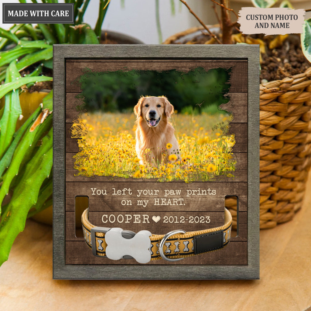 You Left Your Paw Prints On My Heart - Personalized Custom Pet Memorial Sign