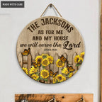 Personalized Sunflower Fence Butterfly Serve The Lord Circle Sign