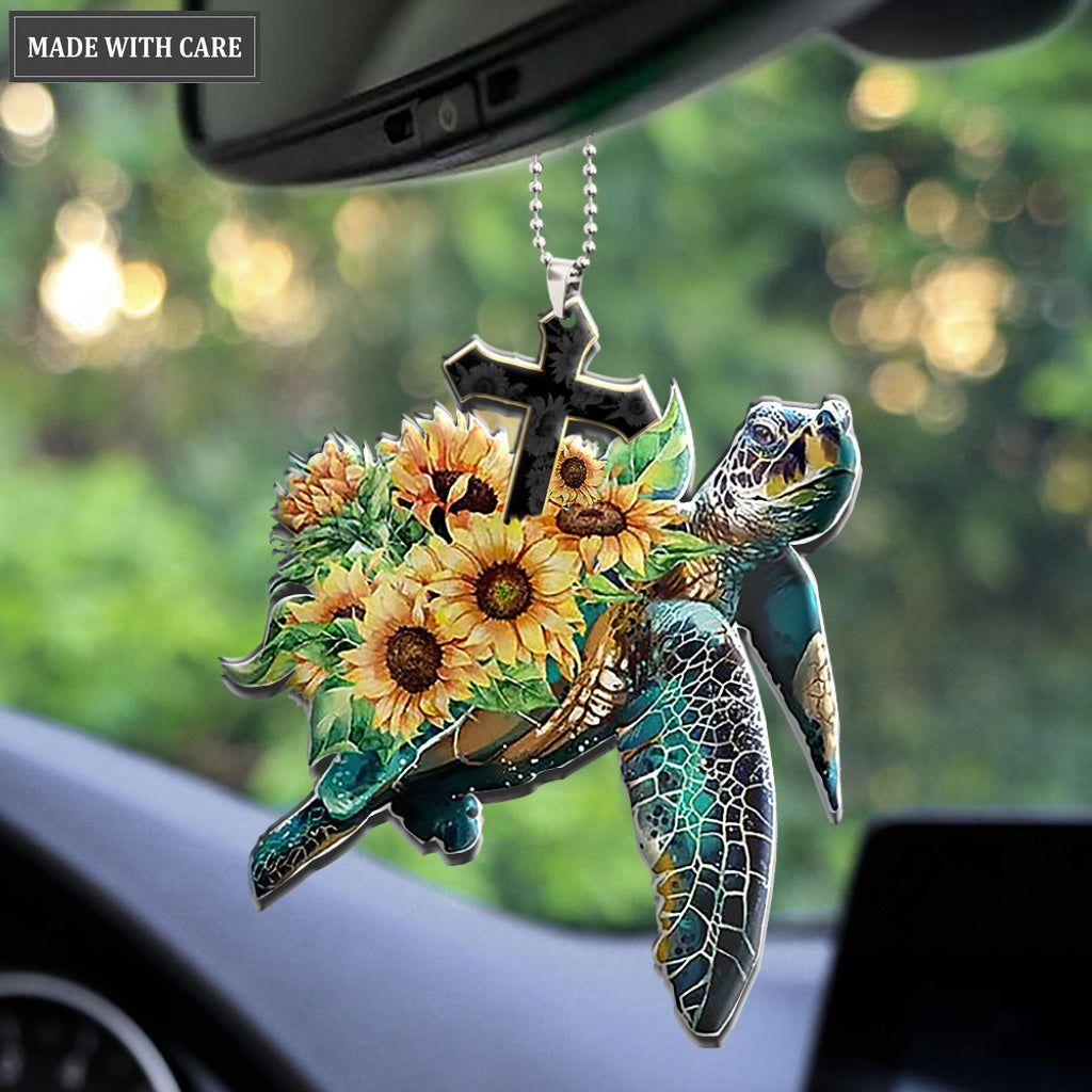 Sunflower Cross Turtle Ornament