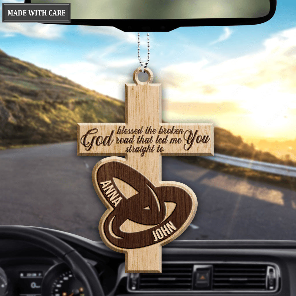 Luvingrace Couple Rings And Cross God Blessed Personalized Ornaments