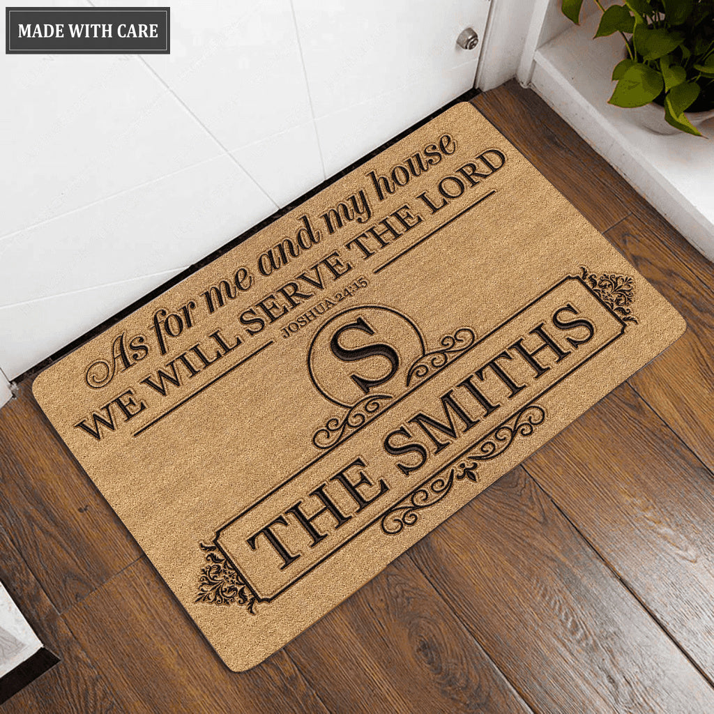 Printfamily L203 Vintage Monogram Collection As For My House Personalized Doormat