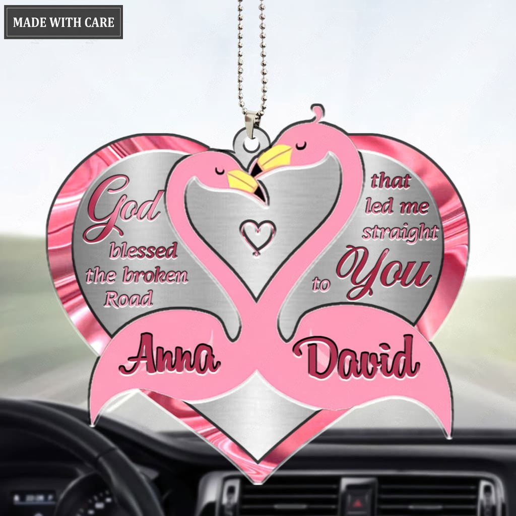 Luvingrace M45 Flamingo Couple God Blessed Personalized Ornament