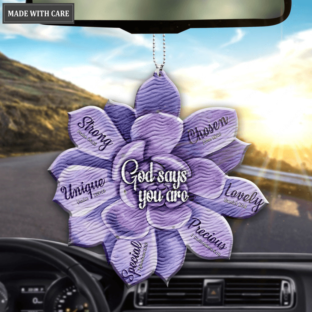 Purple Succulent God Says You Are Jesus Christian Lover Wood Engraved Ornaments
