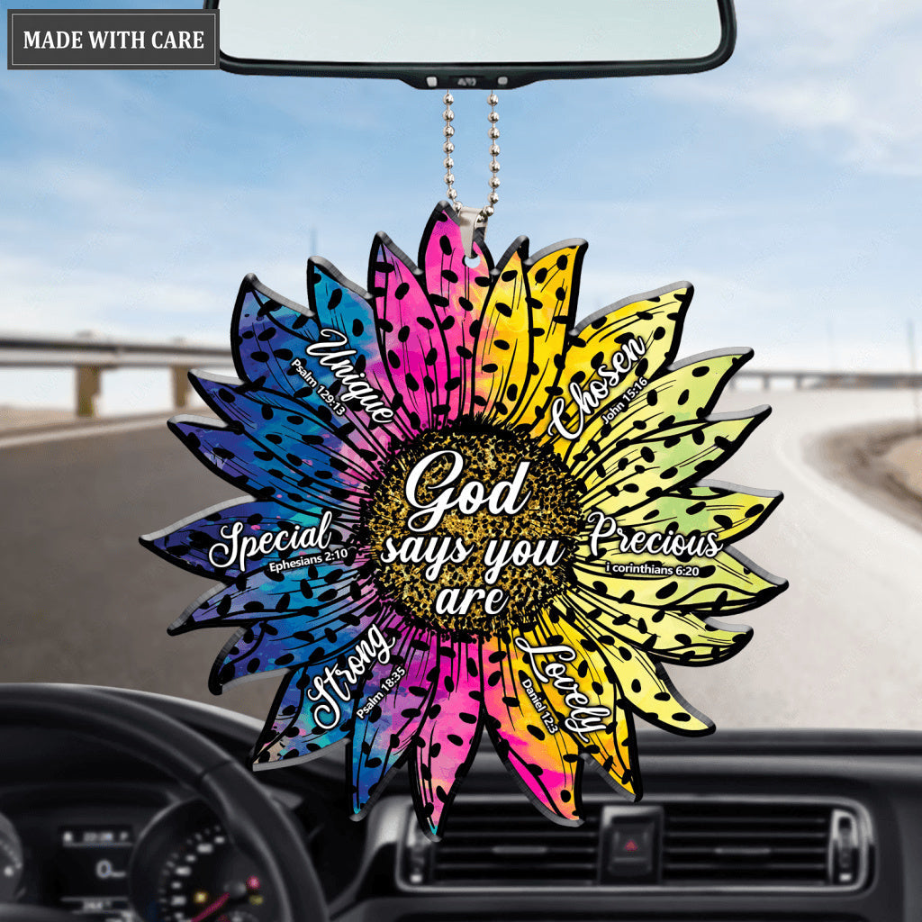 Sunflower Tie Dye God Says You Are Ornament