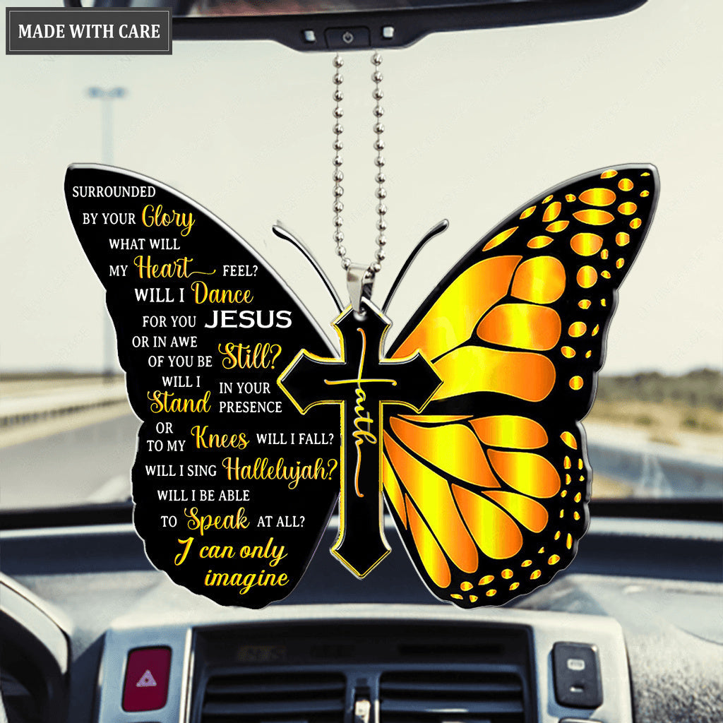 Yellow Butterfly Surrounded By The Glory Car Hanging Ornament