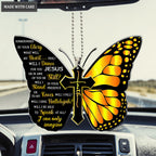 Yellow Butterfly Surrounded By The Glory Car Hanging Ornament