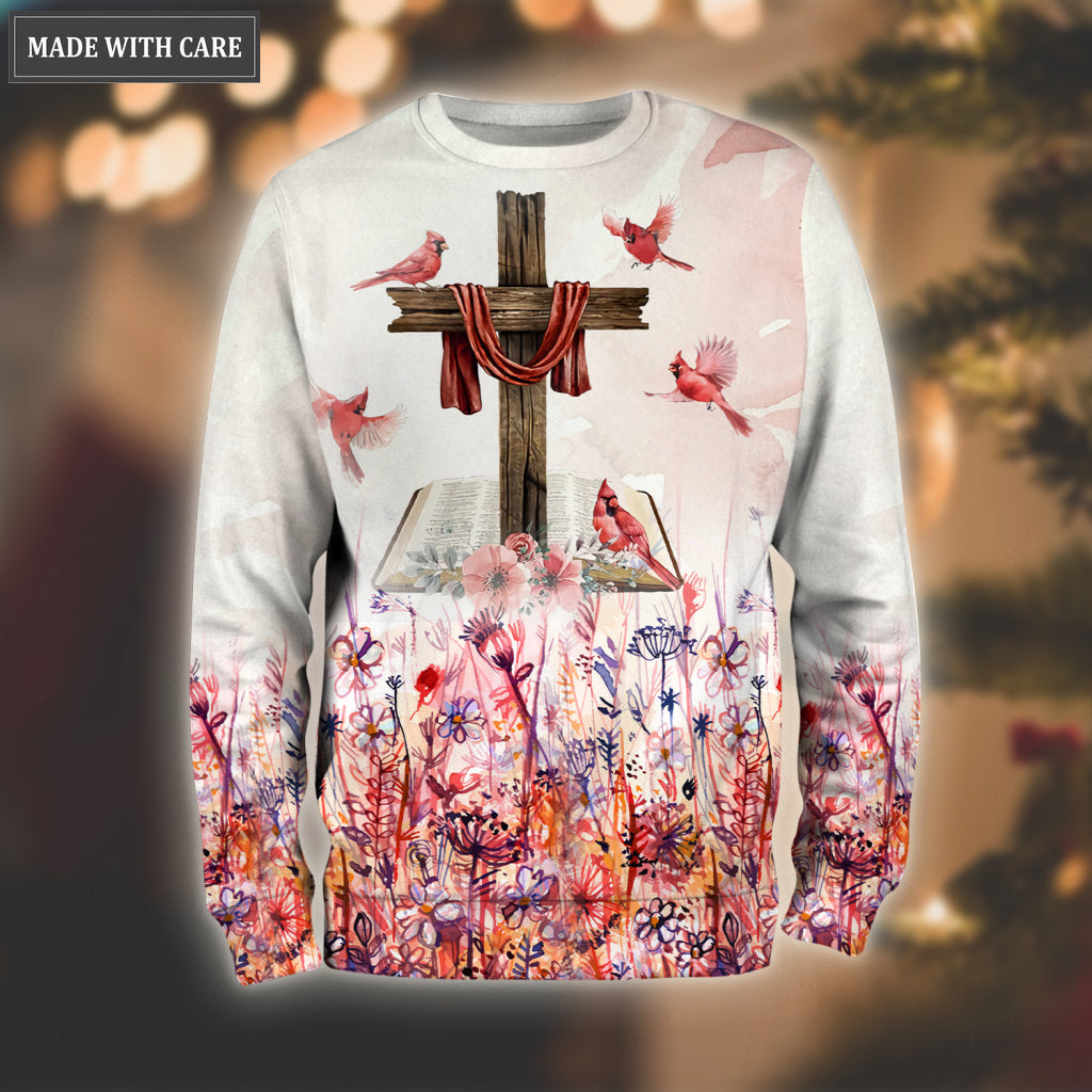 Christmas Cardinal Cross Always Be With You Hoodie