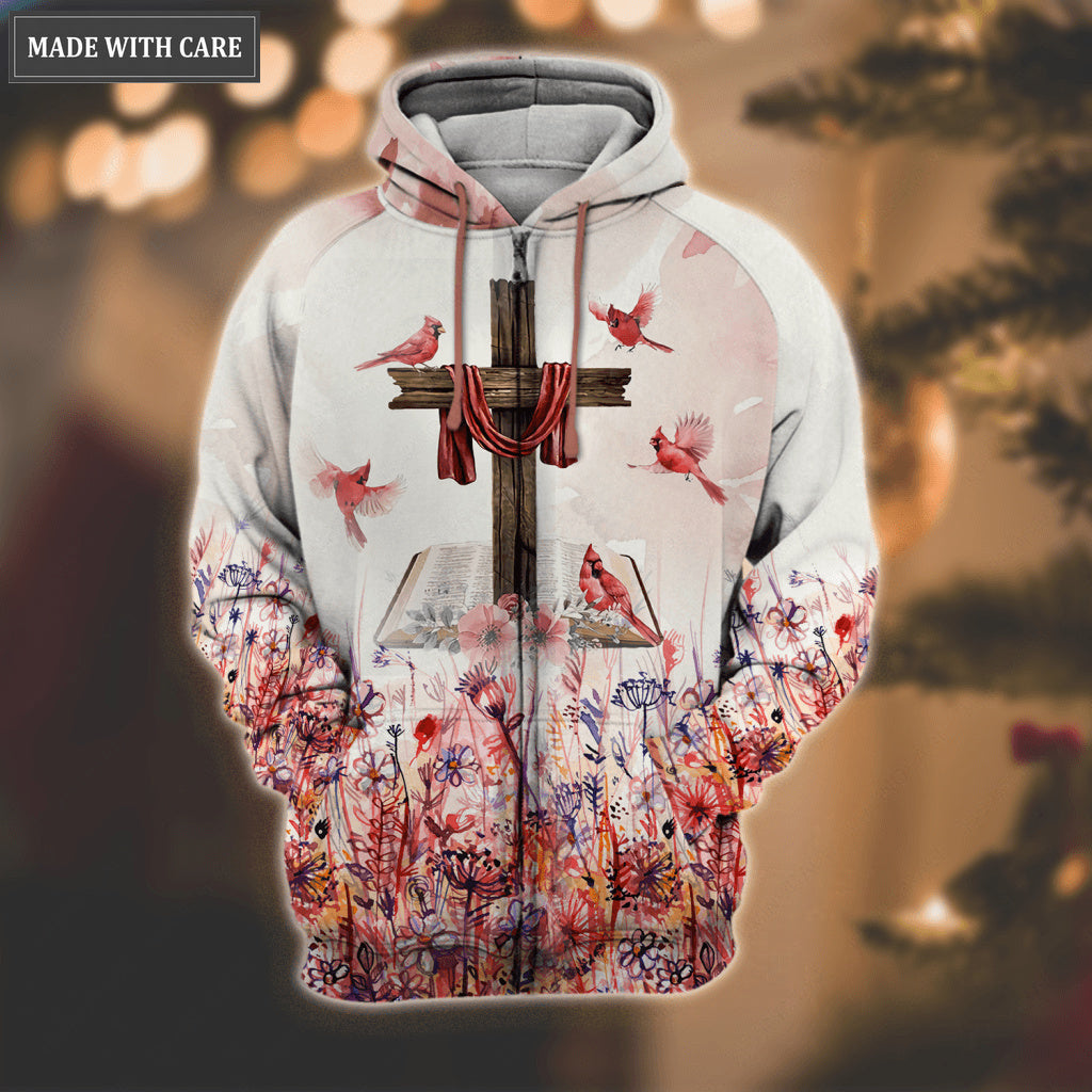 Christmas Cardinal Cross Always Be With You Hoodie
