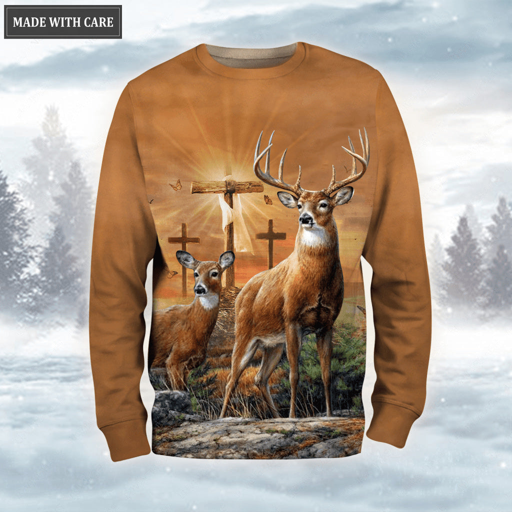 Cross Deer In Forest Let Your Faith Be Bigger Than Your Fear Hoodie