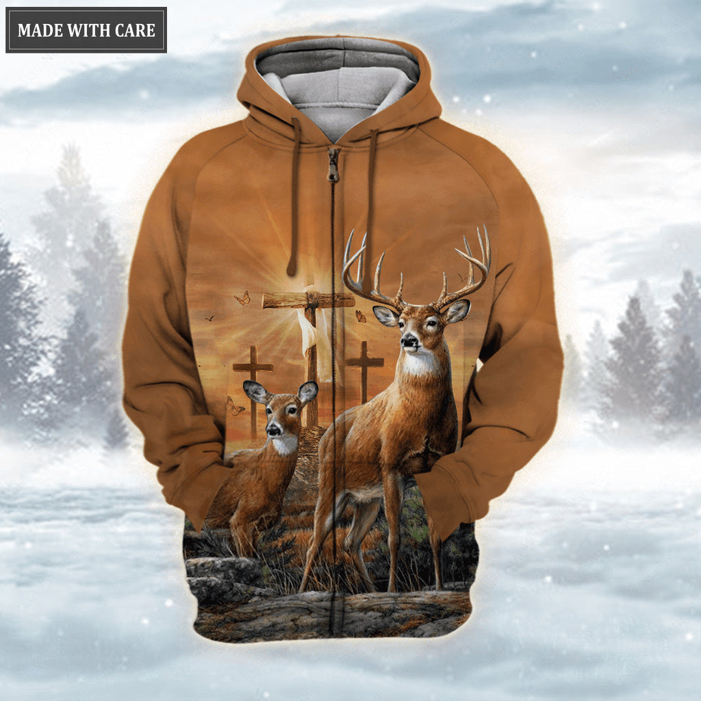Cross Deer In Forest Let Your Faith Be Bigger Than Your Fear Hoodie