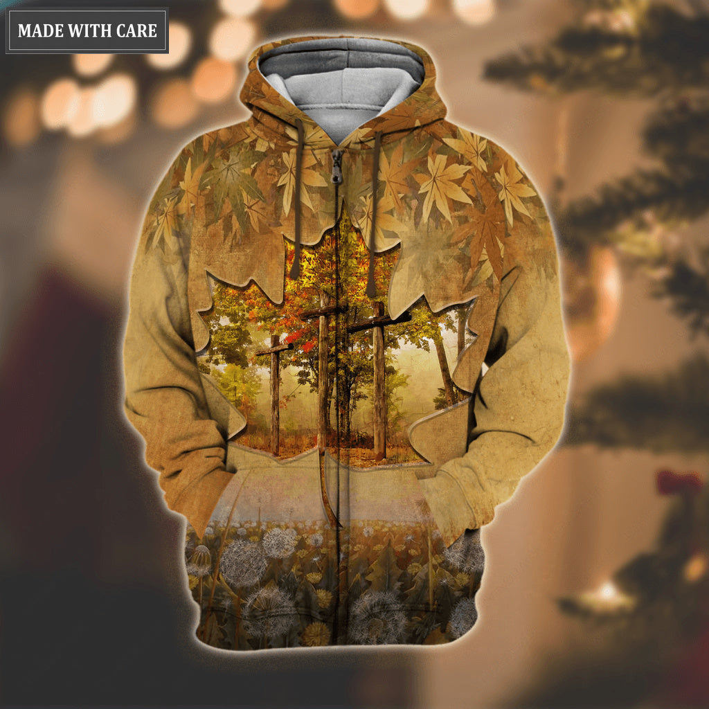 Maple Cross Fall For Jesus He Never Leaves Hoodie
