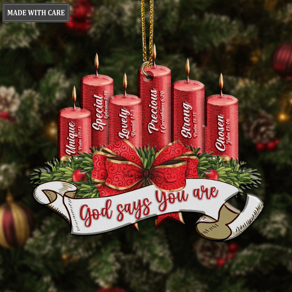 Christmas Ribbon Candles God Says You Are Ornament