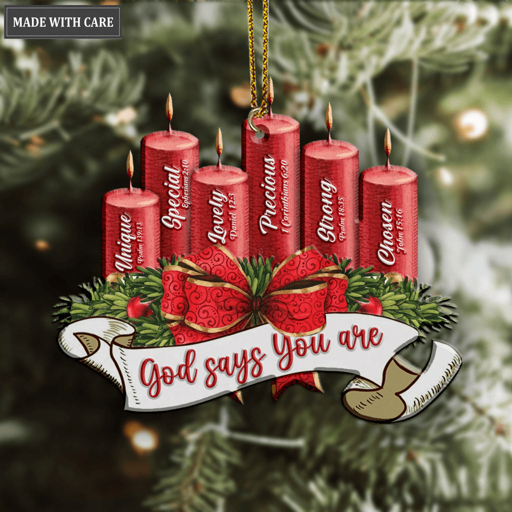 Christmas Ribbon Candles God Says You Are Ornament