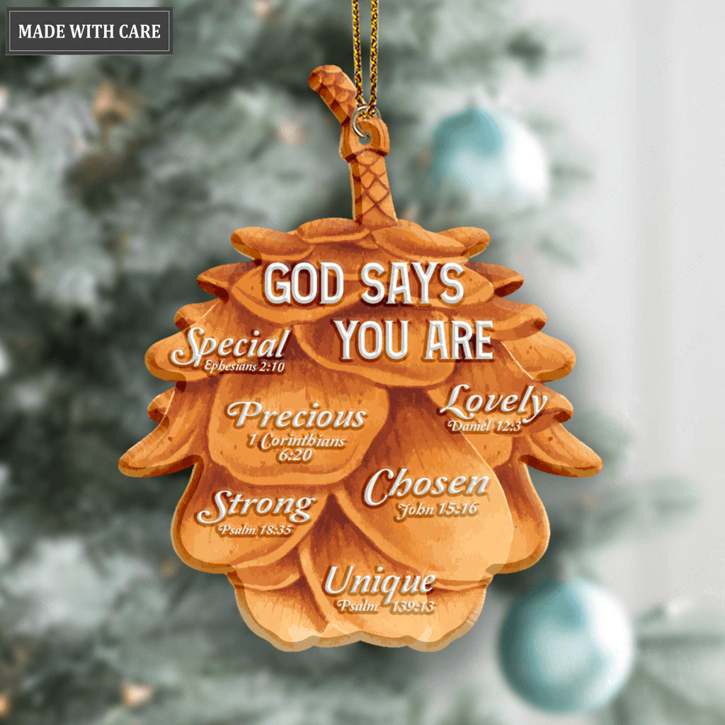 Dry Pinecone God Says You Are Ornament