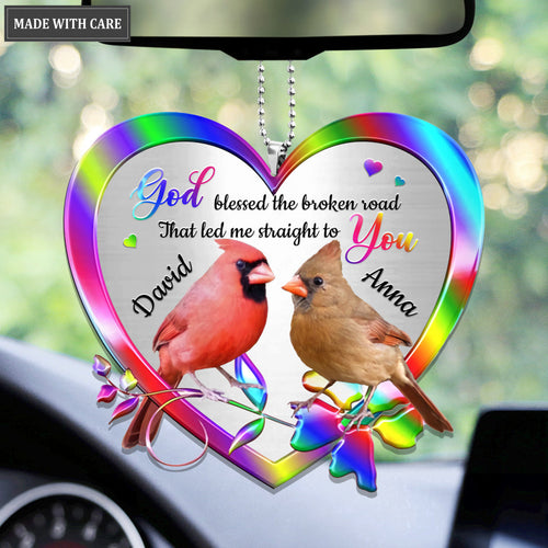 Cardinal Couple God Blessed Personalized Ornament