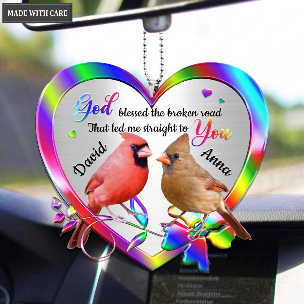 Cardinal Couple God Blessed Personalized Ornament
