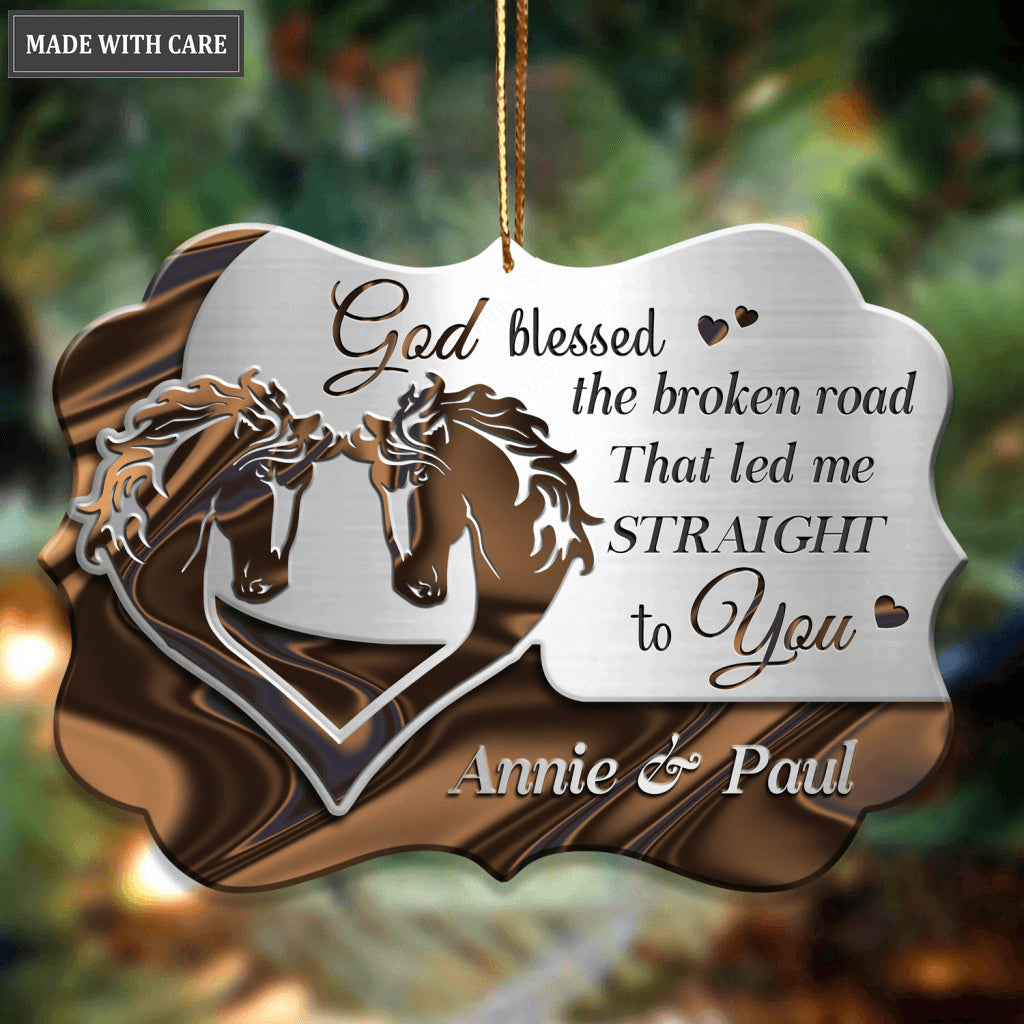 Couple Horse God Blessed Personalized Aluminum Ornament
