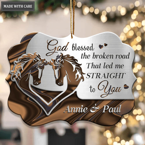 Couple Horse God Blessed Personalized Aluminum Ornament