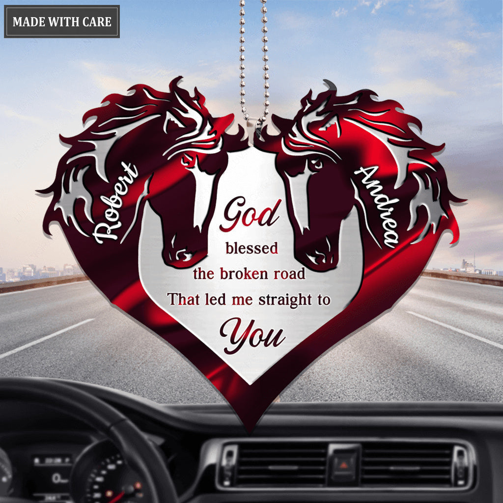 Hologram Couple Horse Heart God Blessed Personalized Ornament