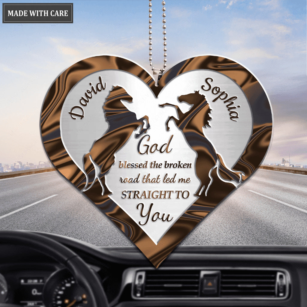 Two Horses God Blessed Personalized Ornament