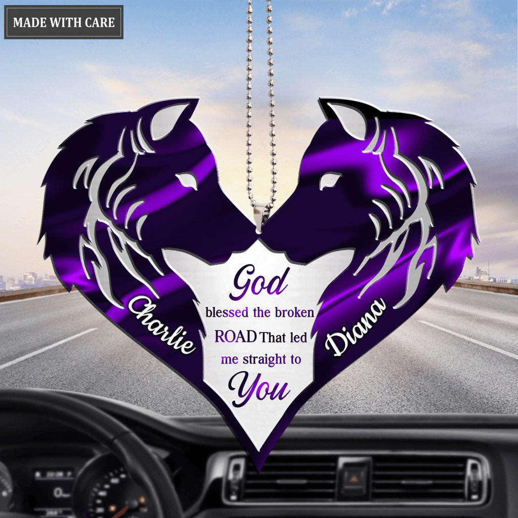 Wolf Couple God Blessed Personalized Ornament