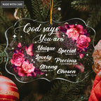 Glitter Roses Butterfly God Says You Are Transparent Ornament