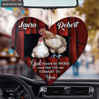Heart With Chicken Couple God Blessed Personalized Ornament