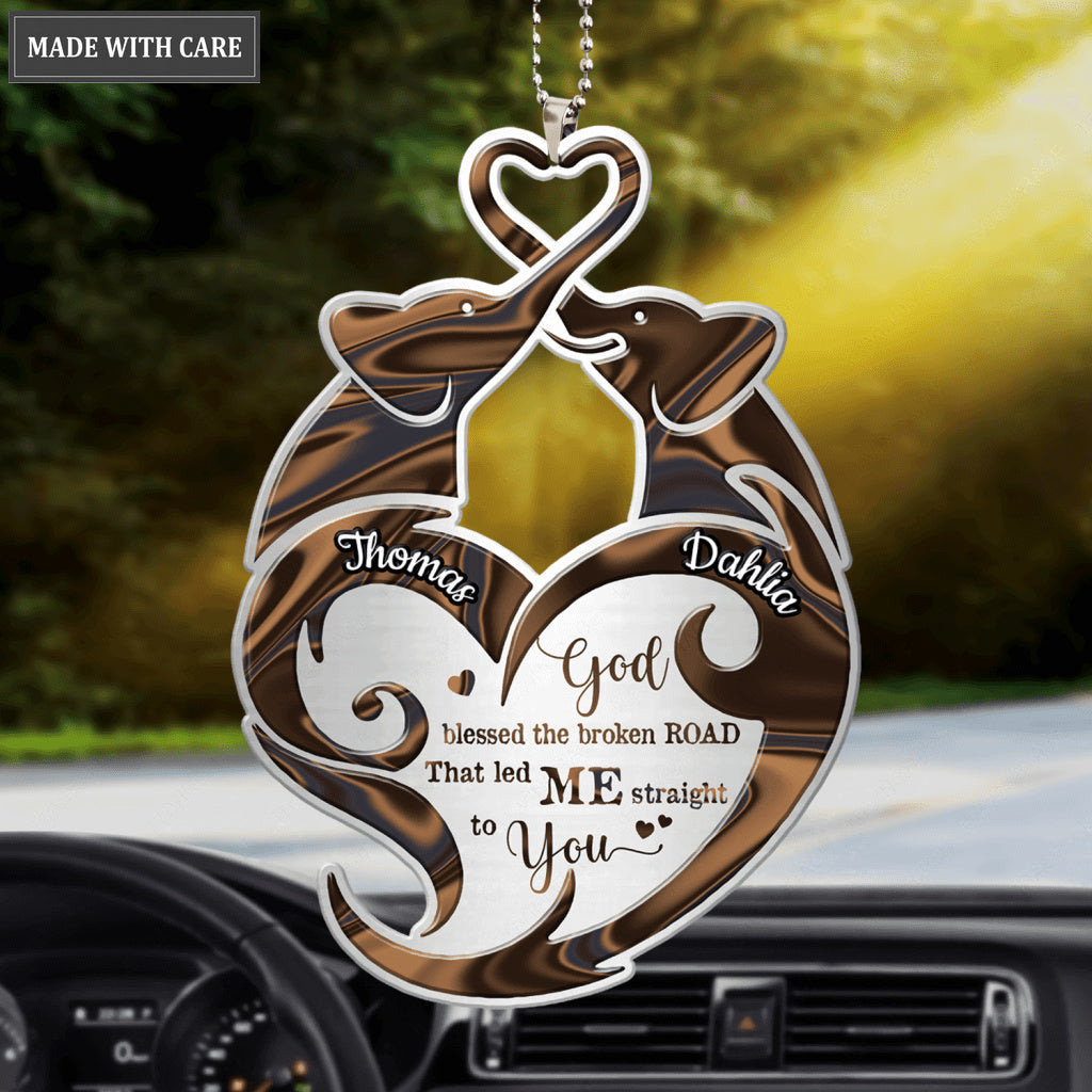 Hologram Elephant Couple God Blessed Personalized Ornament