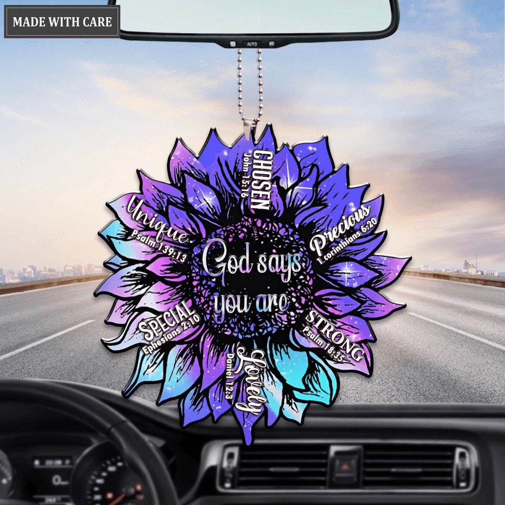 Purple Blue Sunflower God Says You Are Ornament