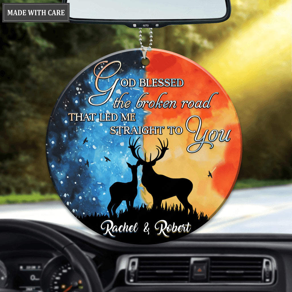 Water And Fire Deer Couple God Blessed Personalized Ornament