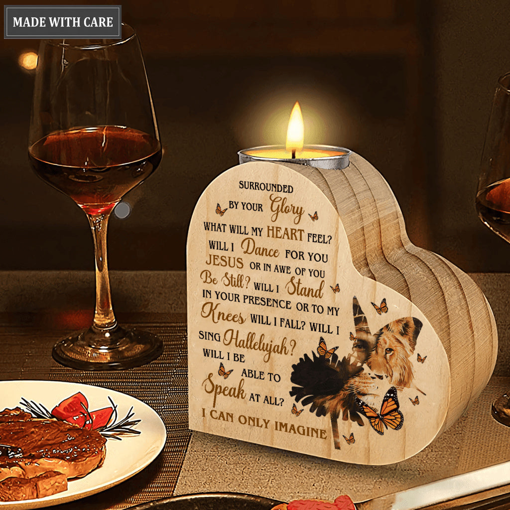 Flower Butterfly Christian Lion Surrounded By Your Glory Candle Holder