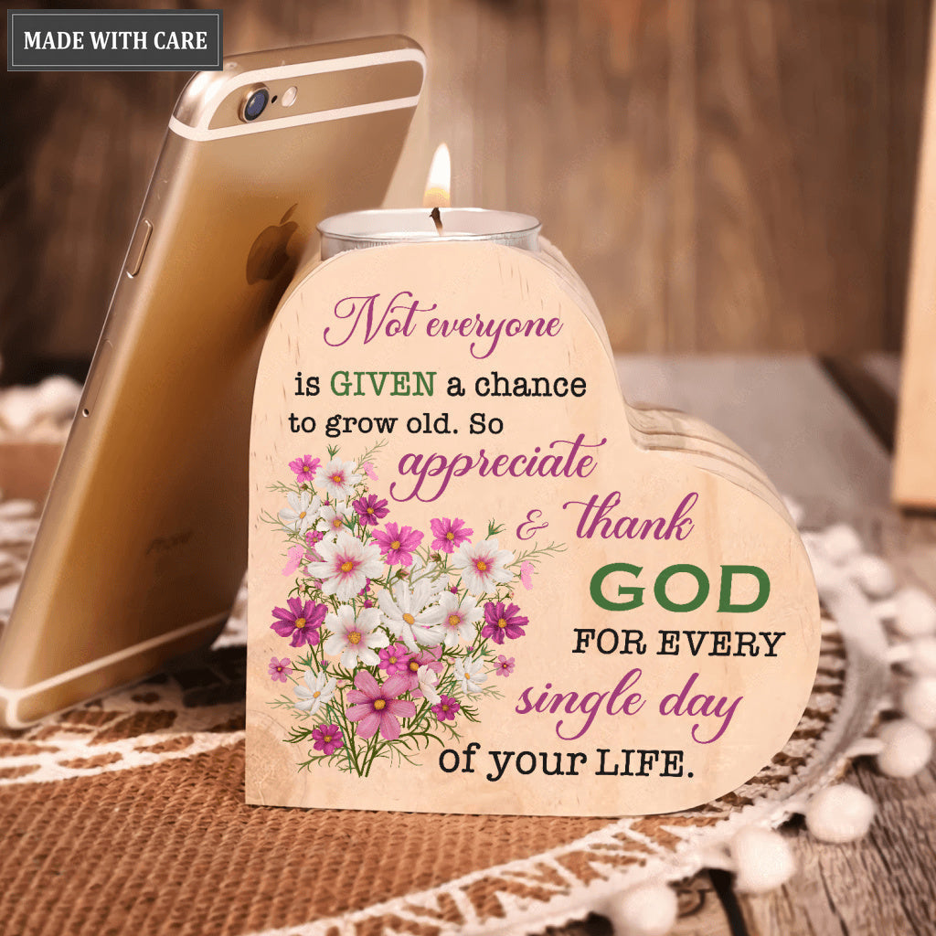 Flower Daisy Thank God Every Day Candle Holder
