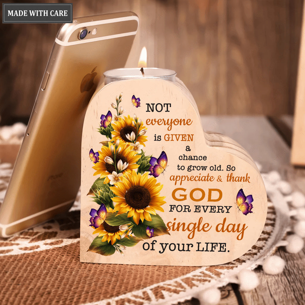 Sunflower Butterfly Thank God Every Day Candle Holder