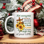 Sunflower Cross Butterfly Thank God Every Day Mug