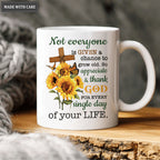 Sunflower Cross Butterfly Thank God Every Day Mug