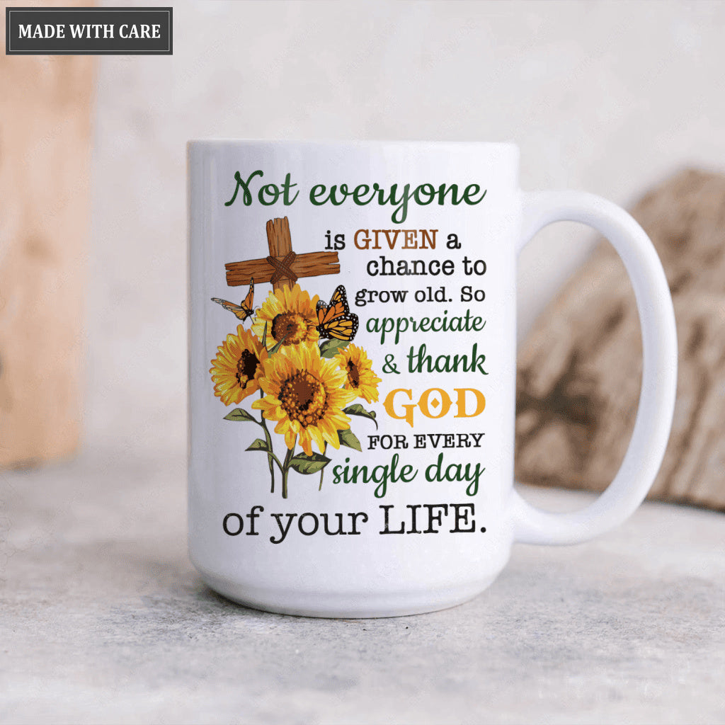 Sunflower Cross Butterfly Thank God Every Day Mug