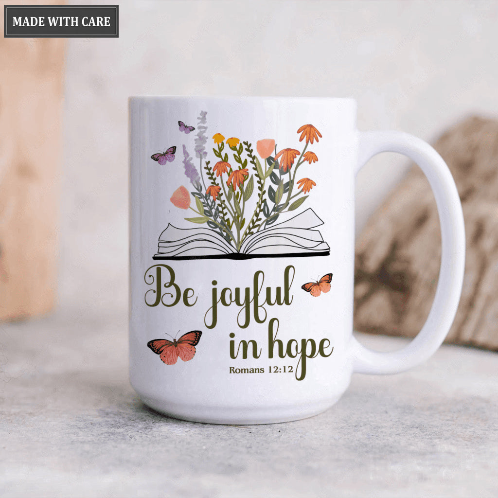 Vintage Wildflower Bible Be Joyful In Hope Mug