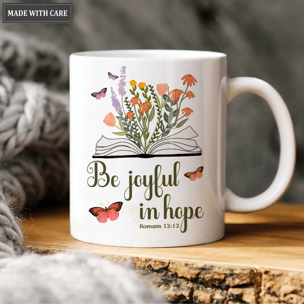 Vintage Wildflower Bible Be Joyful In Hope Mug