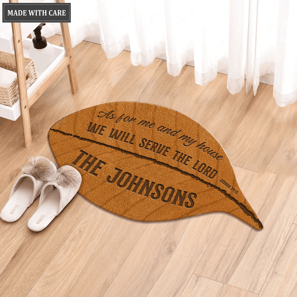 Leaf Shape Serve The Lord Personalized Doormat
