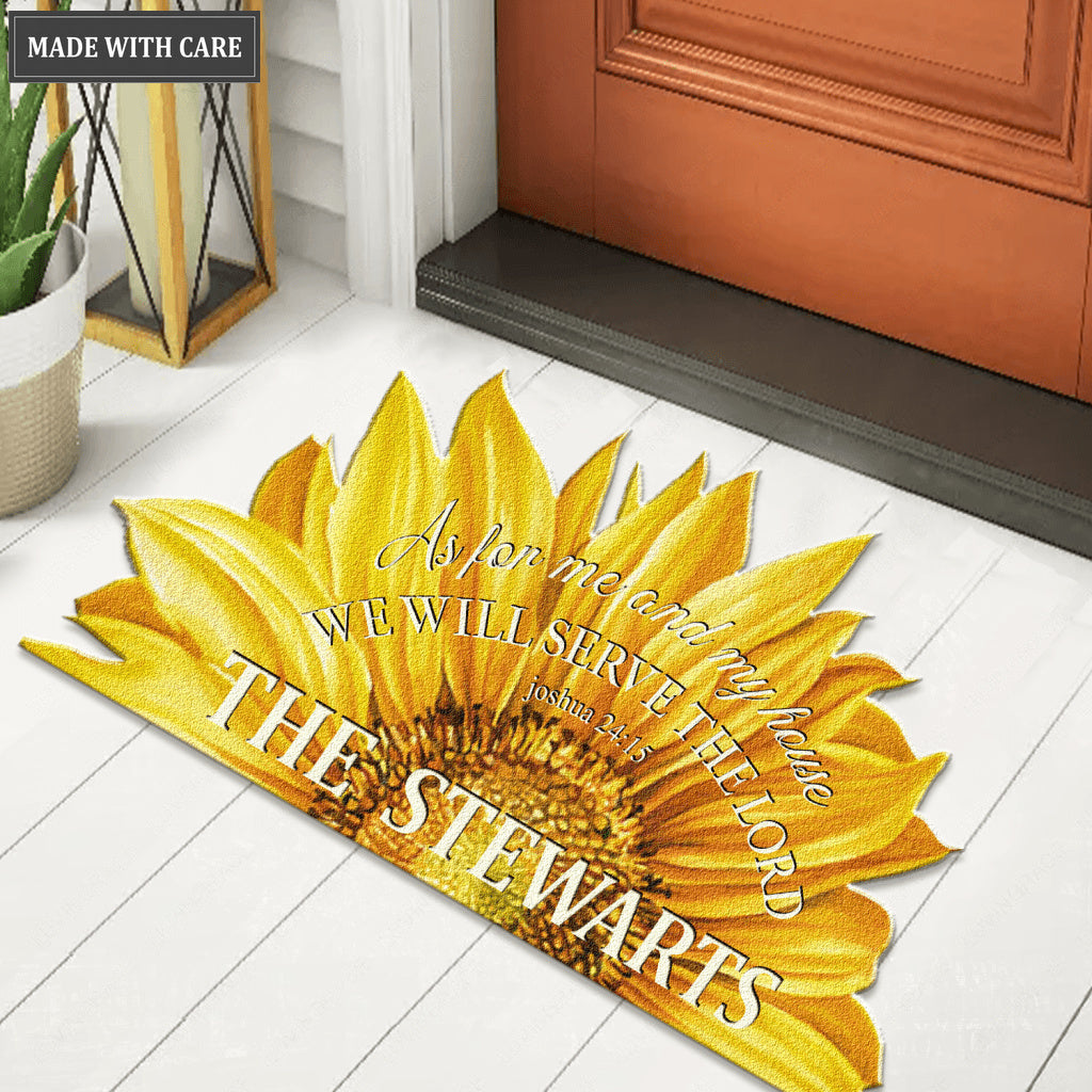 Sunflower Serve The Lord Personalized Doormat