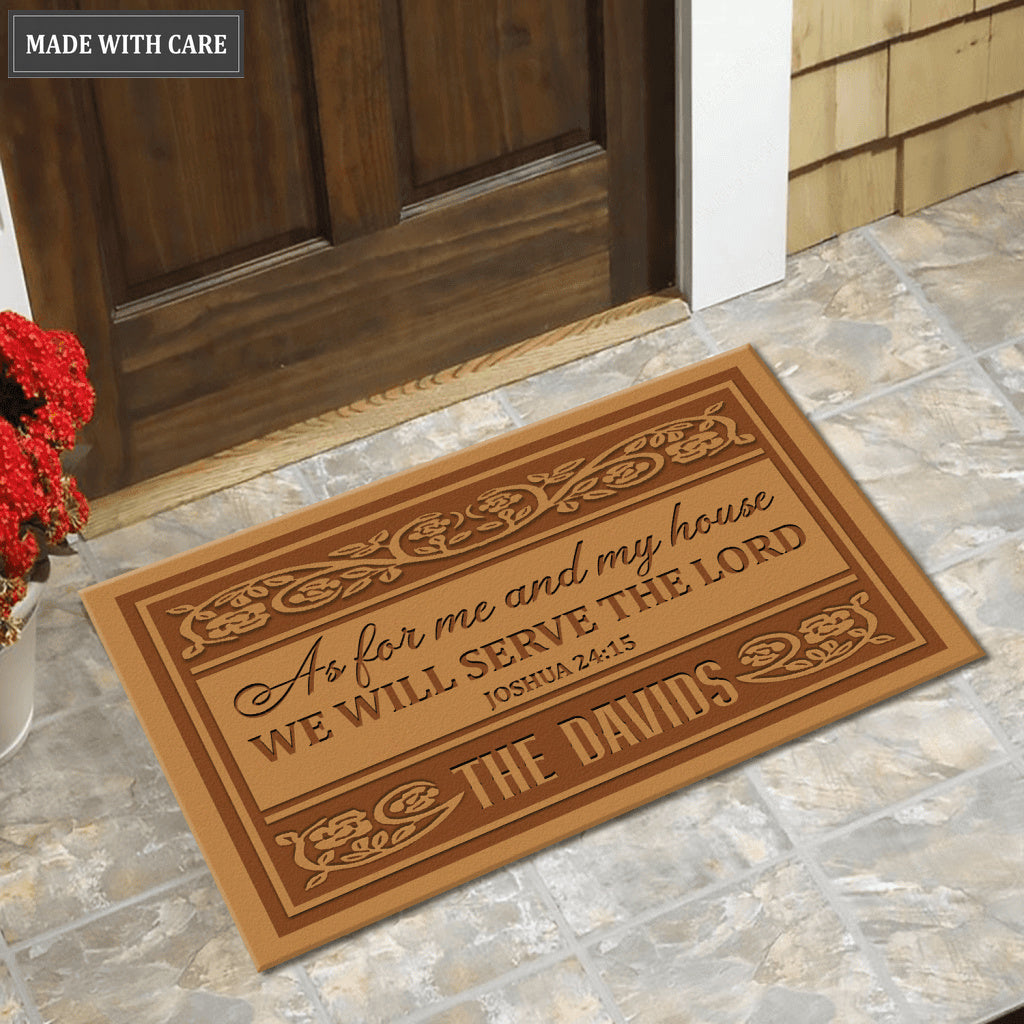 Welcome Serve The Lord Personalized Doormat