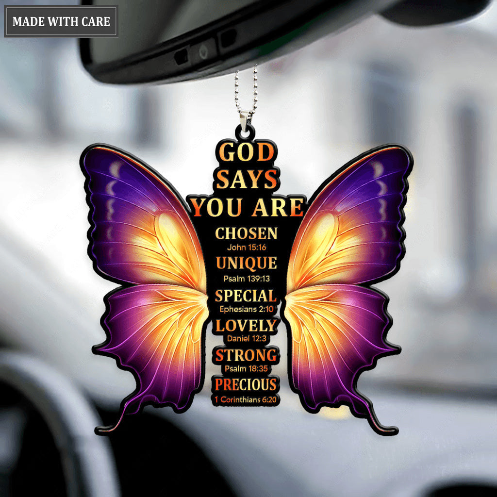 God Says You Are Cross Butterfly Christian Ornament