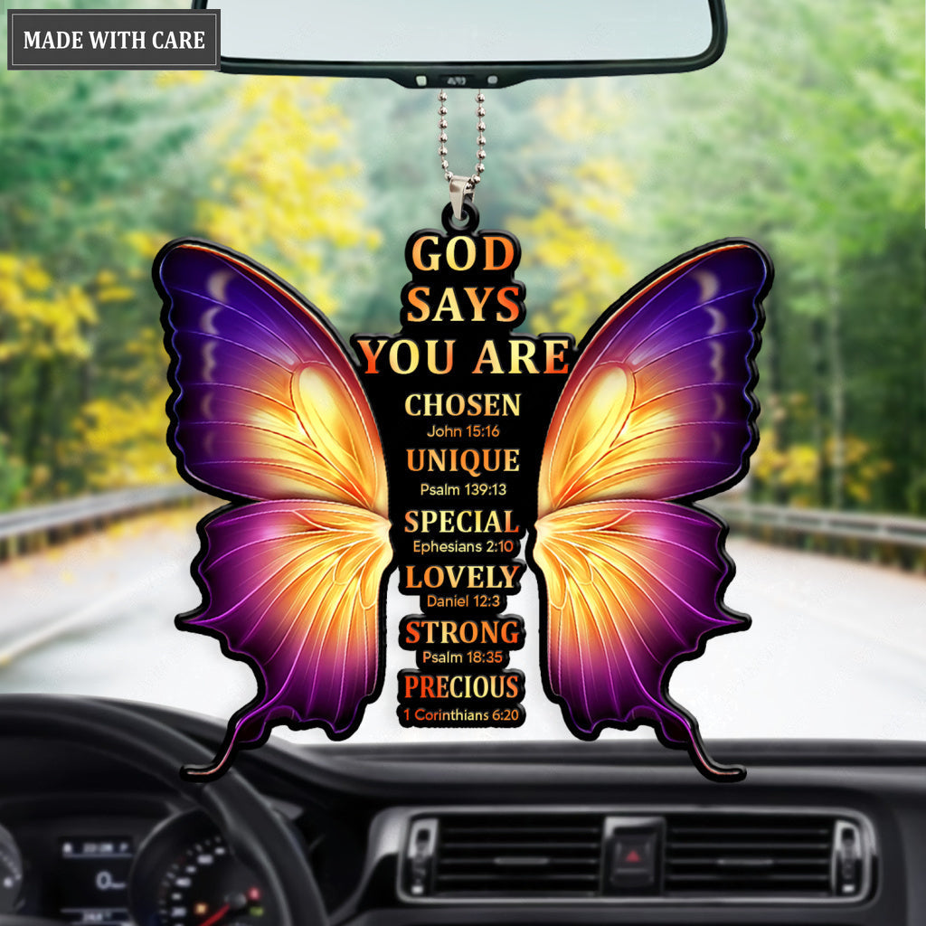 God Says You Are Cross Butterfly Christian Ornament