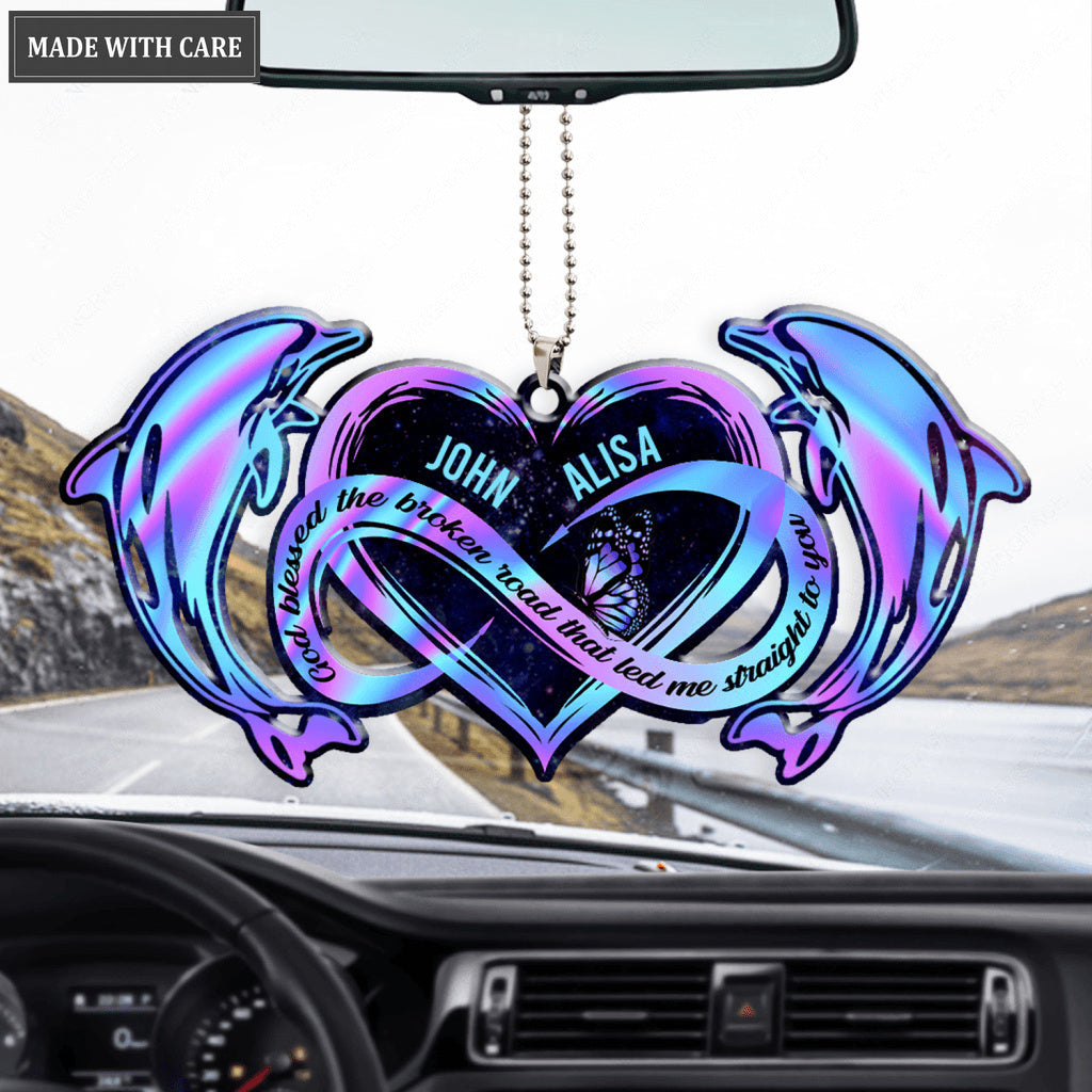 Hologram Dolphin And Infinity Heart God Blessed Personalized Ornament