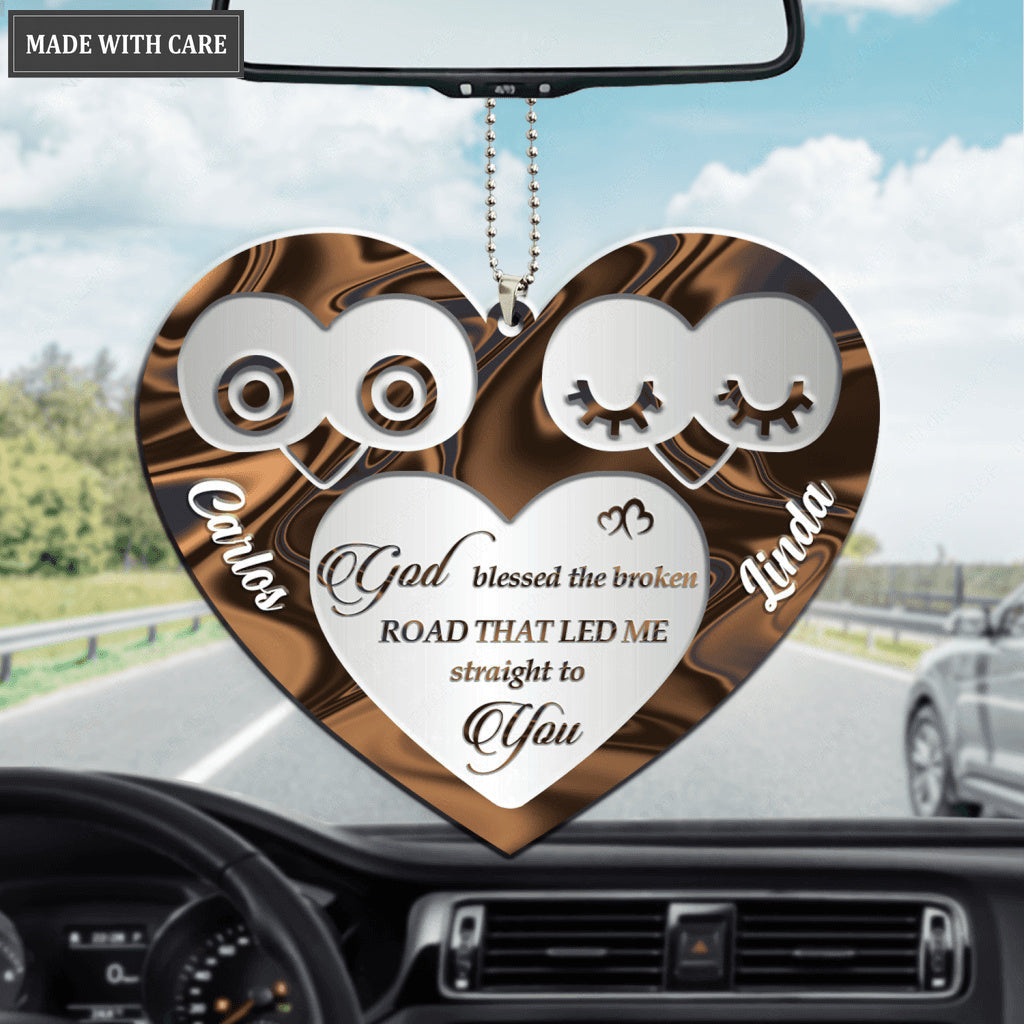 Owl Heart God Blessed Personalized Couple Ornament