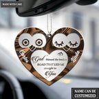 Owl Heart God Blessed Personalized Couple Ornament