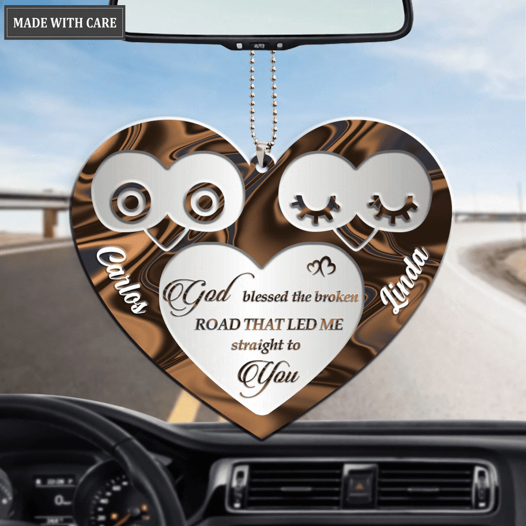 Owl Heart God Blessed Personalized Couple Ornament