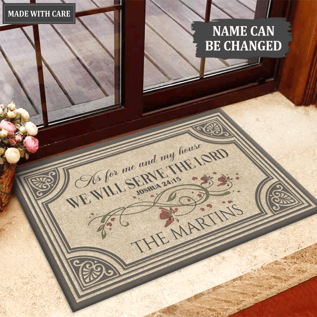 Personalized Family Home As For Me And My House We Will Serve The Lord Doormat