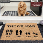 Custom Footprint Family & Pet Name Brown Doormat