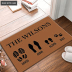 Custom Footprint Family & Pet Name Brown Doormat